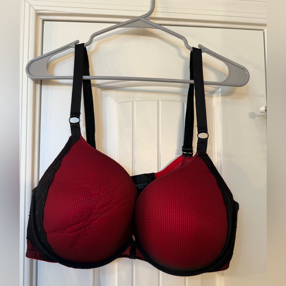 Torrid Red and Black Lace Bra